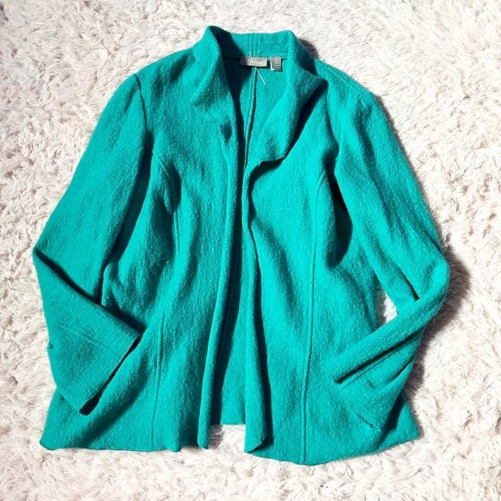 Vivid Bold Colorful Teal Course Textured Jacket Womens XL Maximalist Dopamine
